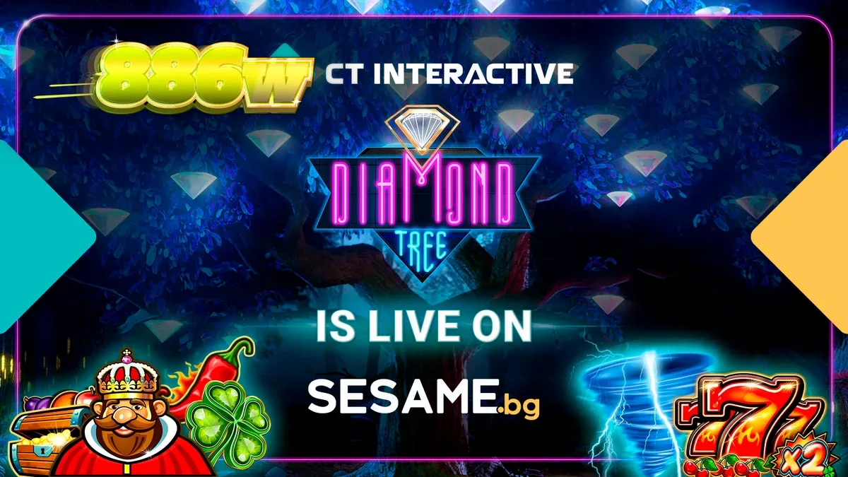 Tela de jogo do slot Diamond Tree Jackpot com símbolos brilhantes e elementos de jackpot em destaque.